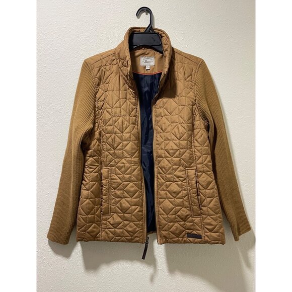 G.H. Bass & Co. Women’s Quilted Jacket Size L Brown Ribbed Sleeves Zip Up - Picture 9 of 16